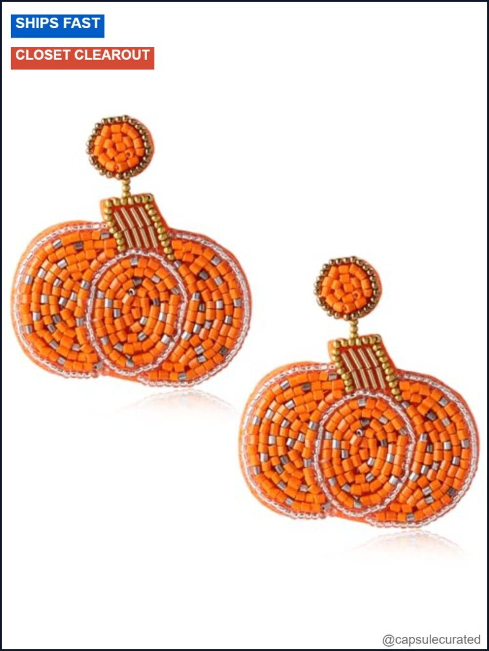 Handmade Beaded Dangle Earrings, Fall Pumpkin Jewelry, Hypoallergenic